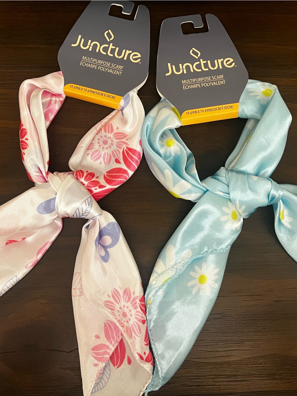 Women’s Floral Multipurpose Scarves - Blue & Pink - Set of Two